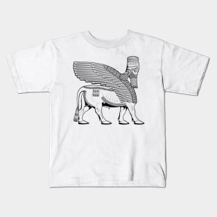 Lamassu Winged Bull Black Side Kids T-Shirt